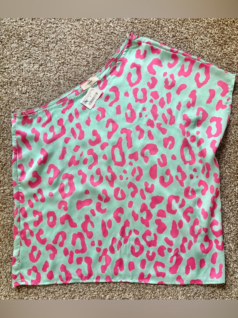 entro Pink Leopard Print Mint Shell Top